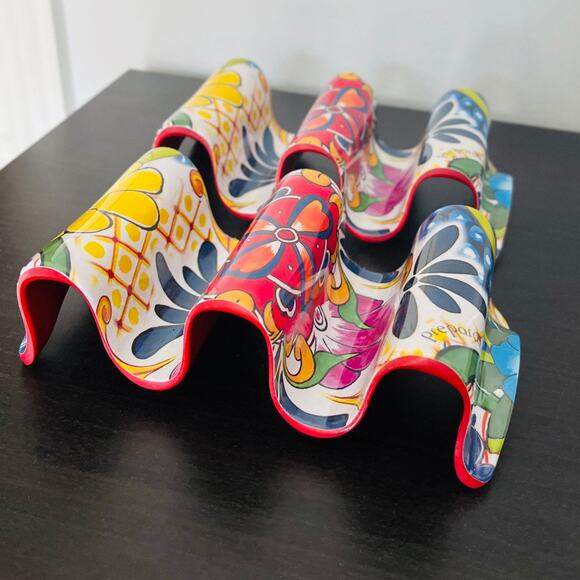 Prepara Other - Set of 2 Prepara Taco Stands Floral Red Yellow Blue Melamine